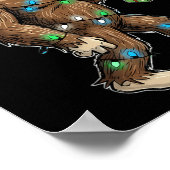 Funny Bigfoot Christmas Tree Lights Xmas Boys Mens Poster (Ecke)