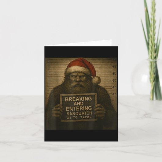 Funny Bigfoot Christmas – Xmas Sasquatch Mugshot Karte (Vorderseite)