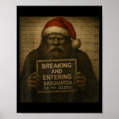 Funny Bigfoot Christmas – Xmas Sasquatch Mugshot Poster (Vorne)