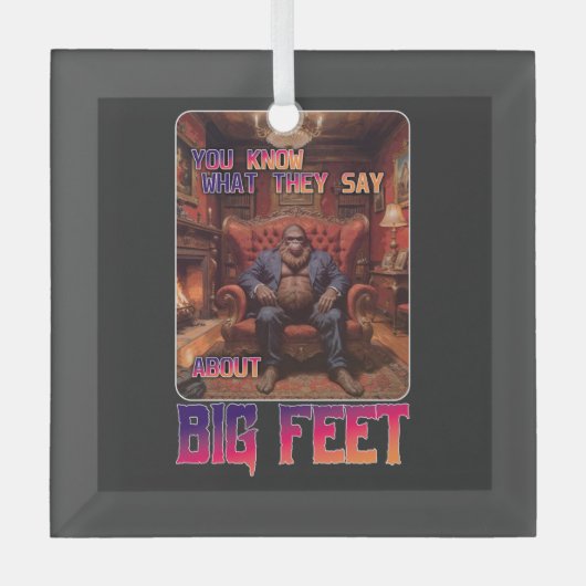Funny Bigfoot Feet Meme Ornament Aus Glas (Vorderseite)