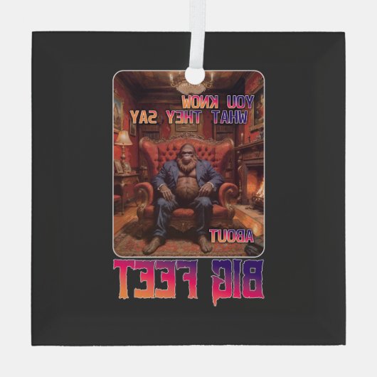 Funny Bigfoot Feet Meme Ornament Aus Glas (Rückseite)