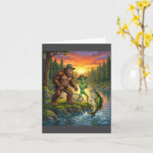 Funny Bigfoot Fishing Mens Alien Sasquatch Fishing Karte (Gelbe Blume)