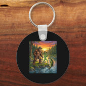 Funny Bigfoot Fishing Mens Alien Sasquatch Fishing Schlüsselanhänger (Vorderseite)