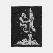 Funny Bigfoot Flying Into Space With Stars And Cos Fleecedecke (Vorderseite)