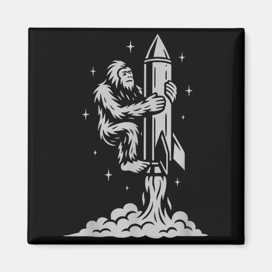 Funny Bigfoot Flying Into Space With Stars And Cos Magnet (Vorne)