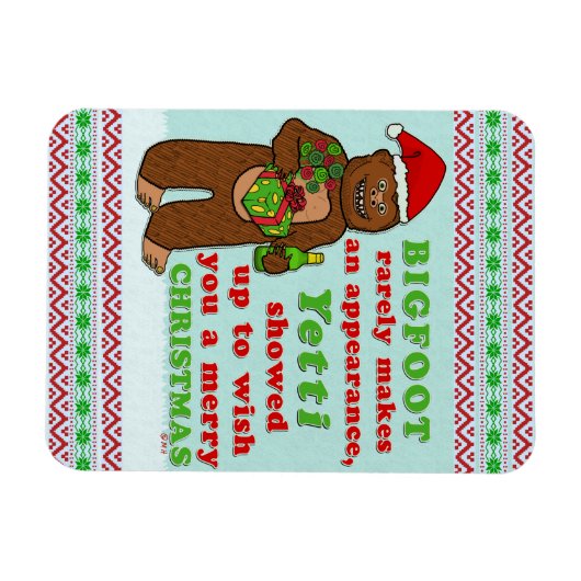 Funny Bigfoot Frohe Christmas Sasquatch Pun Magnet (Horizontal)
