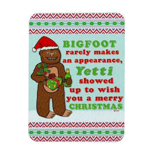 Funny Bigfoot Frohe Christmas Sasquatch Pun Magnet (Vertikal)