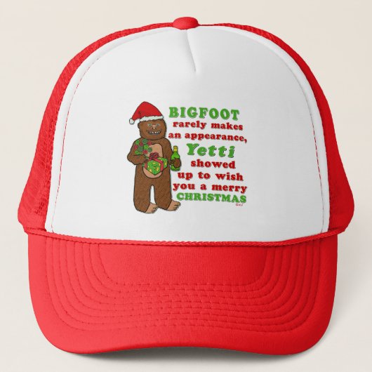 Funny Bigfoot Frohe Christmas Sasquatch Pun Truckerkappe (Vorderseite)