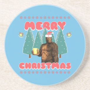 Funny Bigfoot - Frohe Weihnachten Getränkeuntersetzer