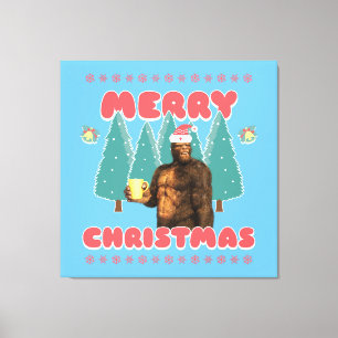 Funny Bigfoot - Frohe Weihnachten Leinwanddruck