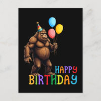 Funny BigFoot Geburtstagskarte mit Balloons