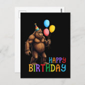 Funny BigFoot Geburtstagskarte mit Balloons Postkarte (Vorne/Hinten)