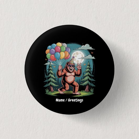Funny Bigfoot Geburtstagsparty Bash Ballons Button (Vorderseite)