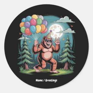Funny Bigfoot Geburtstagsparty Bash Ballons Runder Aufkleber