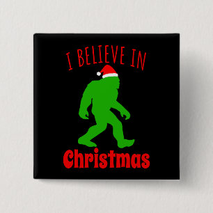 Funny Bigfoot glaube ich an Weihnachten Button