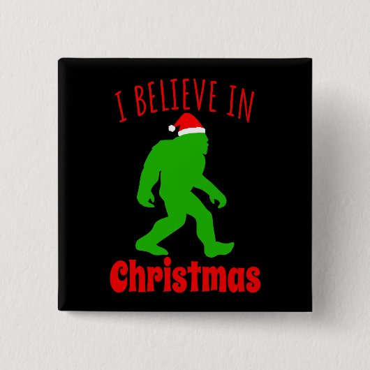 Funny Bigfoot glaube ich an Weihnachten Button (Vorderseite)