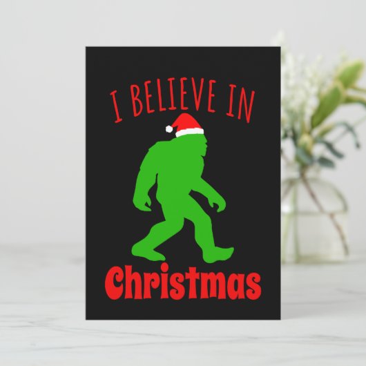 Funny Bigfoot glaube ich an Weihnachten Save The Date (Stehend Vorderseite)