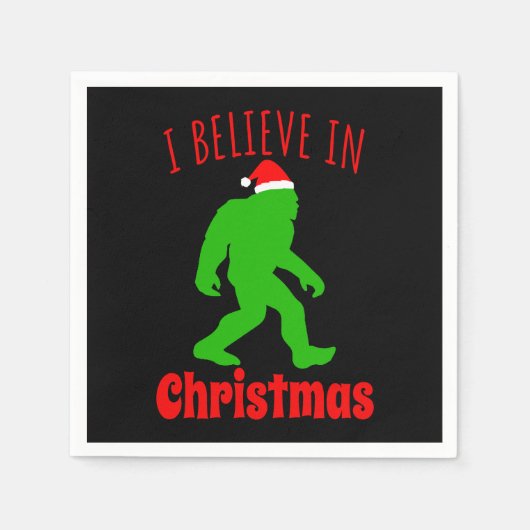 Funny Bigfoot glaube ich an Weihnachten Serviette (Vorderseite)