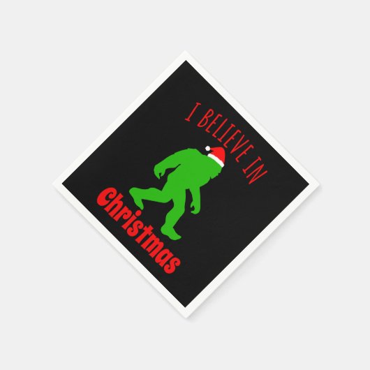 Funny Bigfoot glaube ich an Weihnachten Serviette (Ecke)