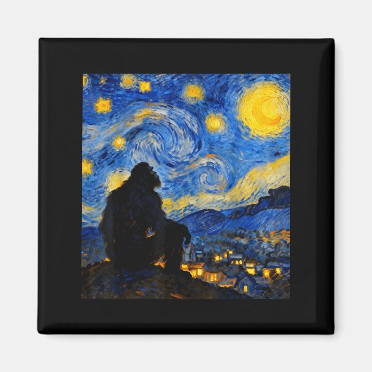 Funny Bigfoot Graphic Van Gogh Style Sasquatch Sta Magnet (Vorne)