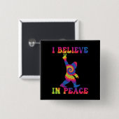 Funny Bigfoot Ich glaube an den Frieden Button (Vorne & Hinten)