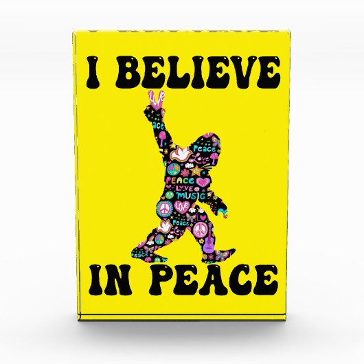 Funny Bigfoot Ich glaube an den Frieden Fotoblock (Vorderseite)