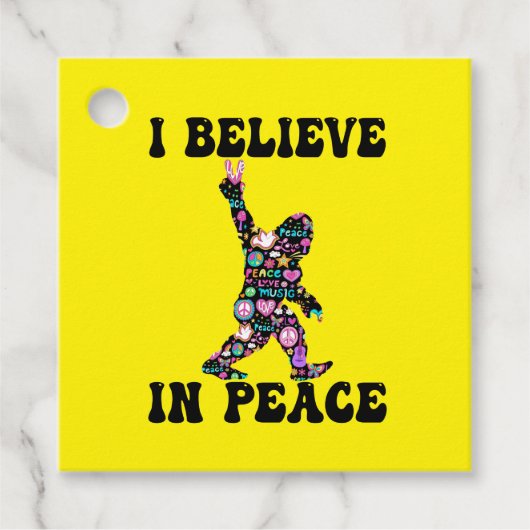 Funny Bigfoot Ich glaube an den Frieden Geschenkanhänger (Vorderseite)