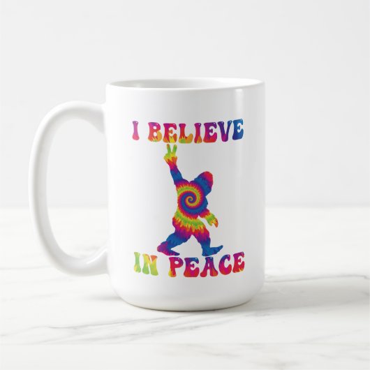 Funny Bigfoot Ich glaube an den Frieden Kaffeetasse (Links)