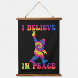 Funny Bigfoot Ich glaube an den Frieden Wandteppich Mit Holzrahmen