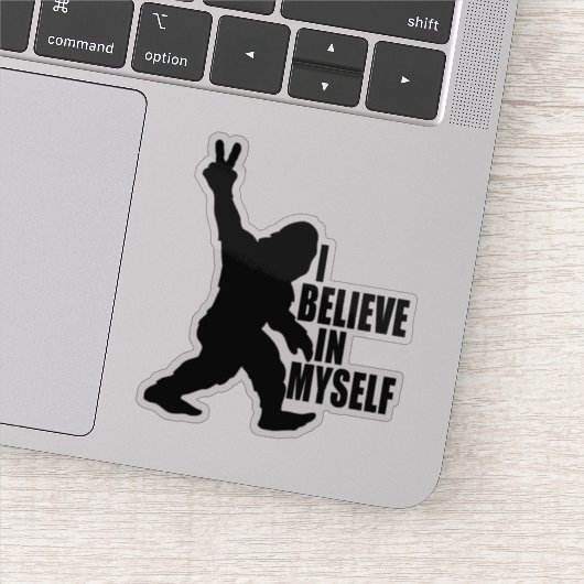 Funny Bigfoot-Ich glaube an mich selbst Aufkleber (Detail)