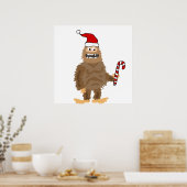 Funny Bigfoot in der Weihnachtsmannmütze Weihnacht Poster (Küche)