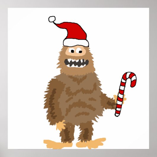 Funny Bigfoot in der Weihnachtsmannmütze Weihnacht Poster (Vorne)