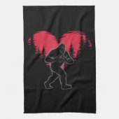 Funny Bigfoot in Love Heart Happy Valentine's Day Geschirrtuch (Vertikal)