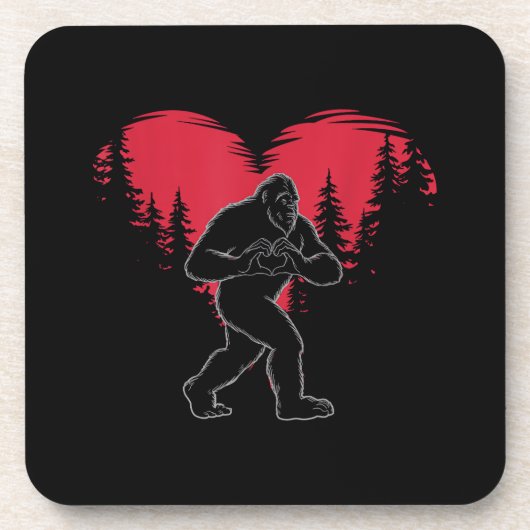 Funny Bigfoot in Love Heart Happy Valentine's Day Getränkeuntersetzer (Vorderseite)