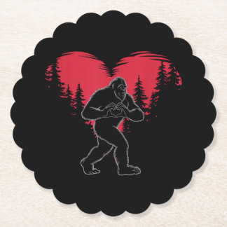 Funny Bigfoot in Love Heart Happy Valentine's Day Untersetzer