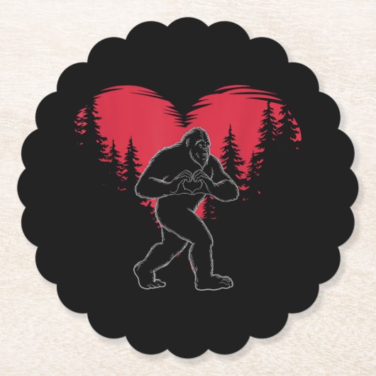Funny Bigfoot in Love Heart Happy Valentine's Day Untersetzer (Vorderseite)