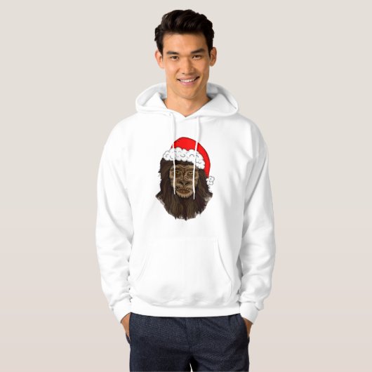 Funny Bigfoot In Weihnachtsmannmütze Sasquatch Spa Hoodie (Vorne ganz)