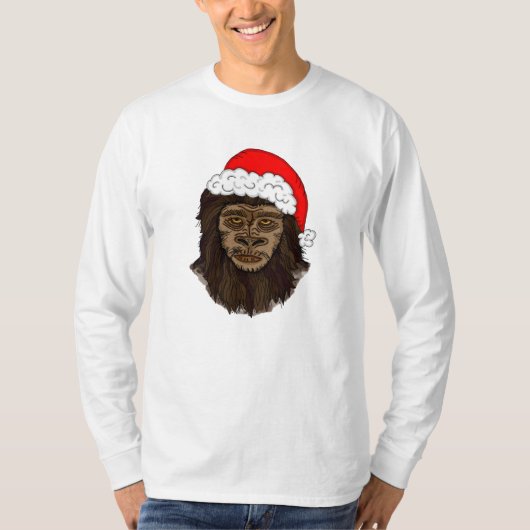 Funny Bigfoot In Weihnachtsmannmütze Sasquatch Spa T-Shirt (Vorderseite)