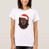 Funny Bigfoot In Weihnachtsmannmütze Sasquatch Spa T-Shirt (Vorderseite)