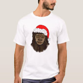 Funny Bigfoot In Weihnachtsmannmütze Sasquatch Spa T-Shirt (Vorderseite)
