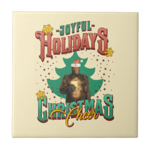 Funny Bigfoot - Joyful Holidays Christmas Cheer Fliese