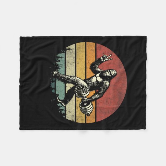 Funny Bigfoot Lifting Gym Retro Bigfoot Sasquatch Fleecedecke (Vorderseite (Horizontal))