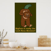 Funny Bigfoot Loch Ness Monster Poster (Küche)