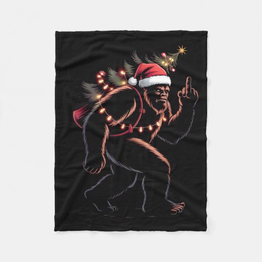 Funny Bigfoot Middle Finger Christmas Sasquatch An Fleecedecke (Vorderseite)