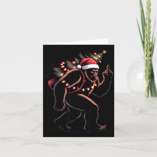 Funny Bigfoot Middle Finger Christmas Sasquatch An Karte (Vorderseite)