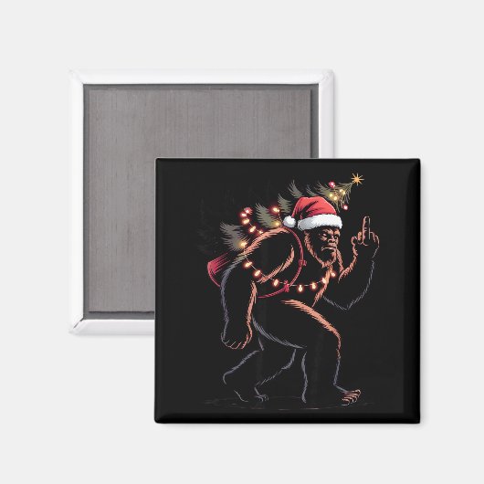 Funny Bigfoot Middle Finger Christmas Sasquatch An Magnet (Vorderseite/Rückseite)