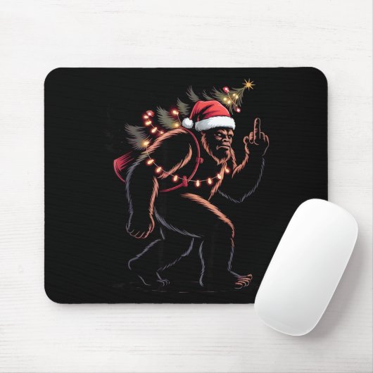 Funny Bigfoot Middle Finger Christmas Sasquatch An Mousepad (Mit Mouse)