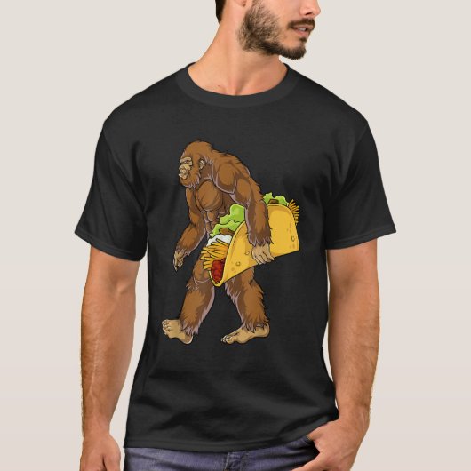 Funny Bigfoot mit Tacos T-Shirt (Vorderseite)
