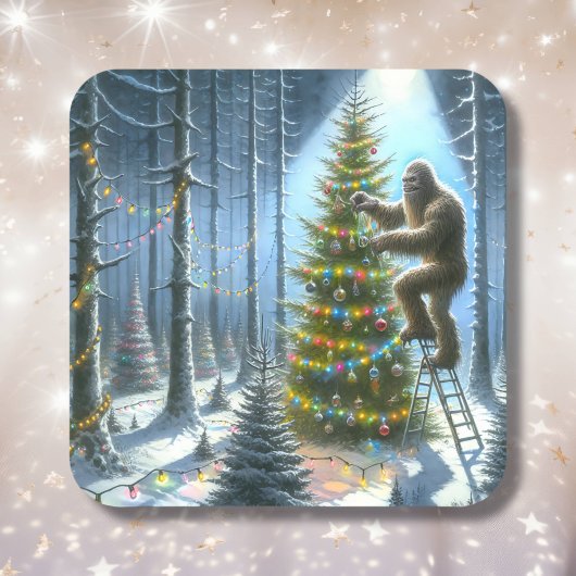 Funny Bigfoot Personalisiert Weihnachten Quadratischer Aufkleber
