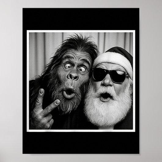 Funny Bigfoot Photobooth With Santa Christmas Xmas Poster (Vorne)